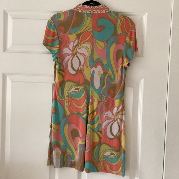 Trina Turk Silk Jersey Abstract Psychedelic Tide Pool Print Tunic Mini Dress - Picture 4 of 9